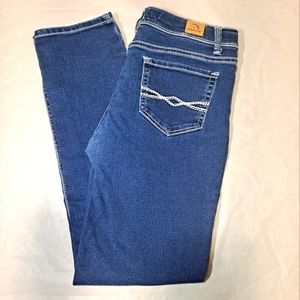 Jordache Embroidered Skinny Jeans Girls 12 Blue DarkWash Stretch Denim Zip-up